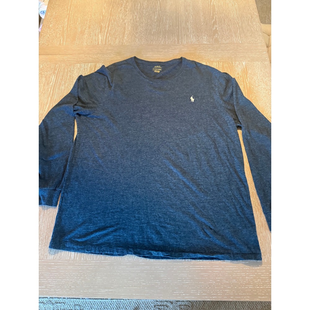 Polo Ralph Lauren Mens XL Long Sleeve T-Shirt Heather Navy Blue Pony Logo Tee